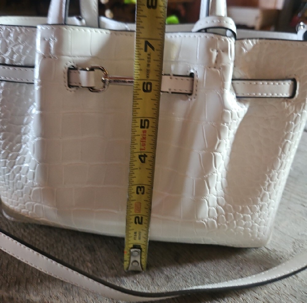 MICHAEL KORS White Croc-Embossed Small Satchel Handbag - Picture 11 of 14